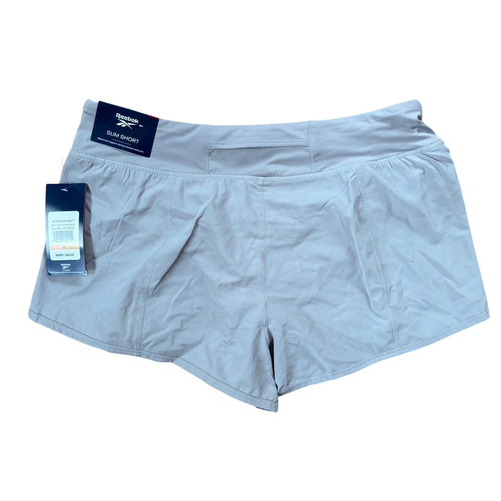 NWT Reebok Marathon Vector Running Short Medium Silver Sconce Workout Gym